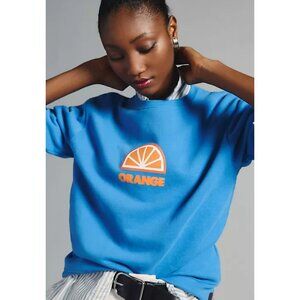 NWT Kule The Raleigh Orange Slice Sweatshirt Royal Blue Size XL $158 [jb]